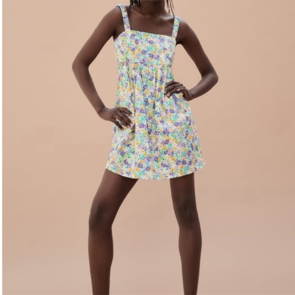 Zara Floral Poplin Mini Dress